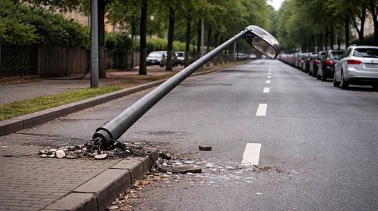 Umgefahrene Straßenlaterne
